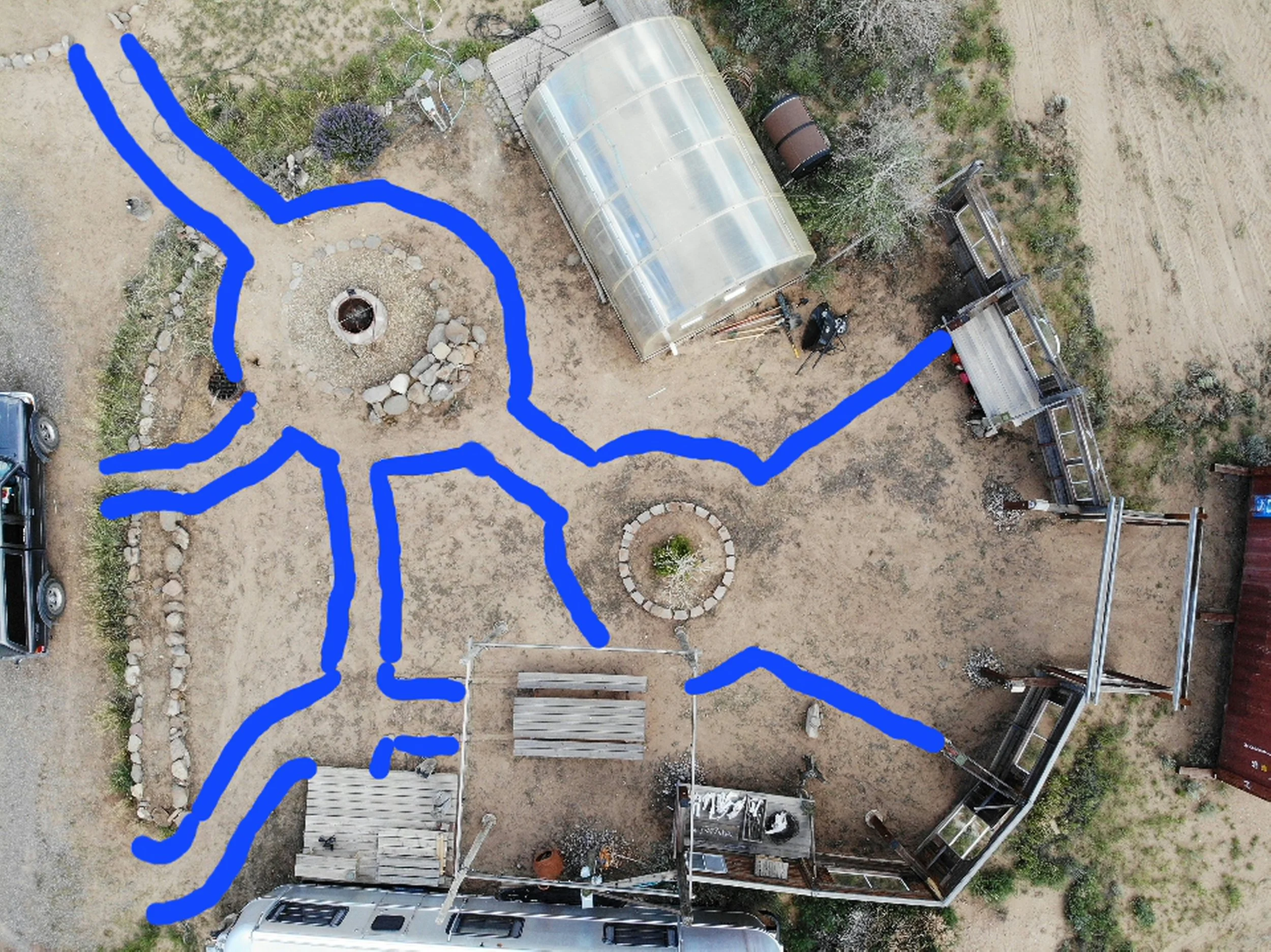 Aerial view of custom trail system in the San Luis Valley